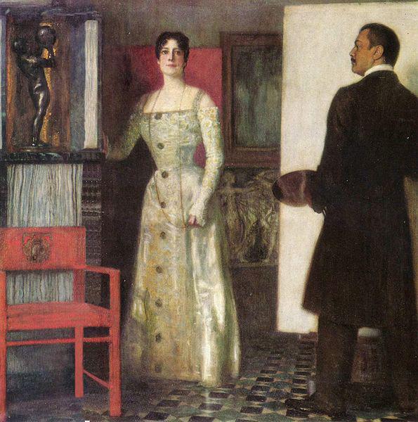 Franz von Stuck Selbstportrat des Malers und seiner Frau im Atelier oil painting image